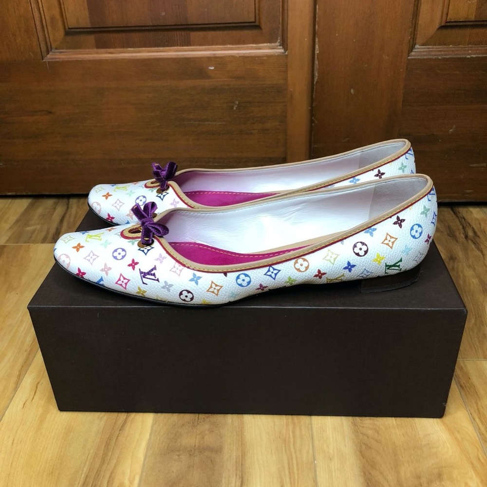 Vintage Louis Vuitton White Monogram Ballet Flats - Picture 4 of 8
